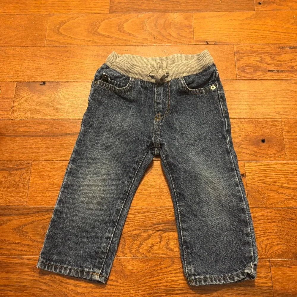 The Children's Place Kids Jeans Denim Elastic Waist Drawstring Blue Size 12 18 M